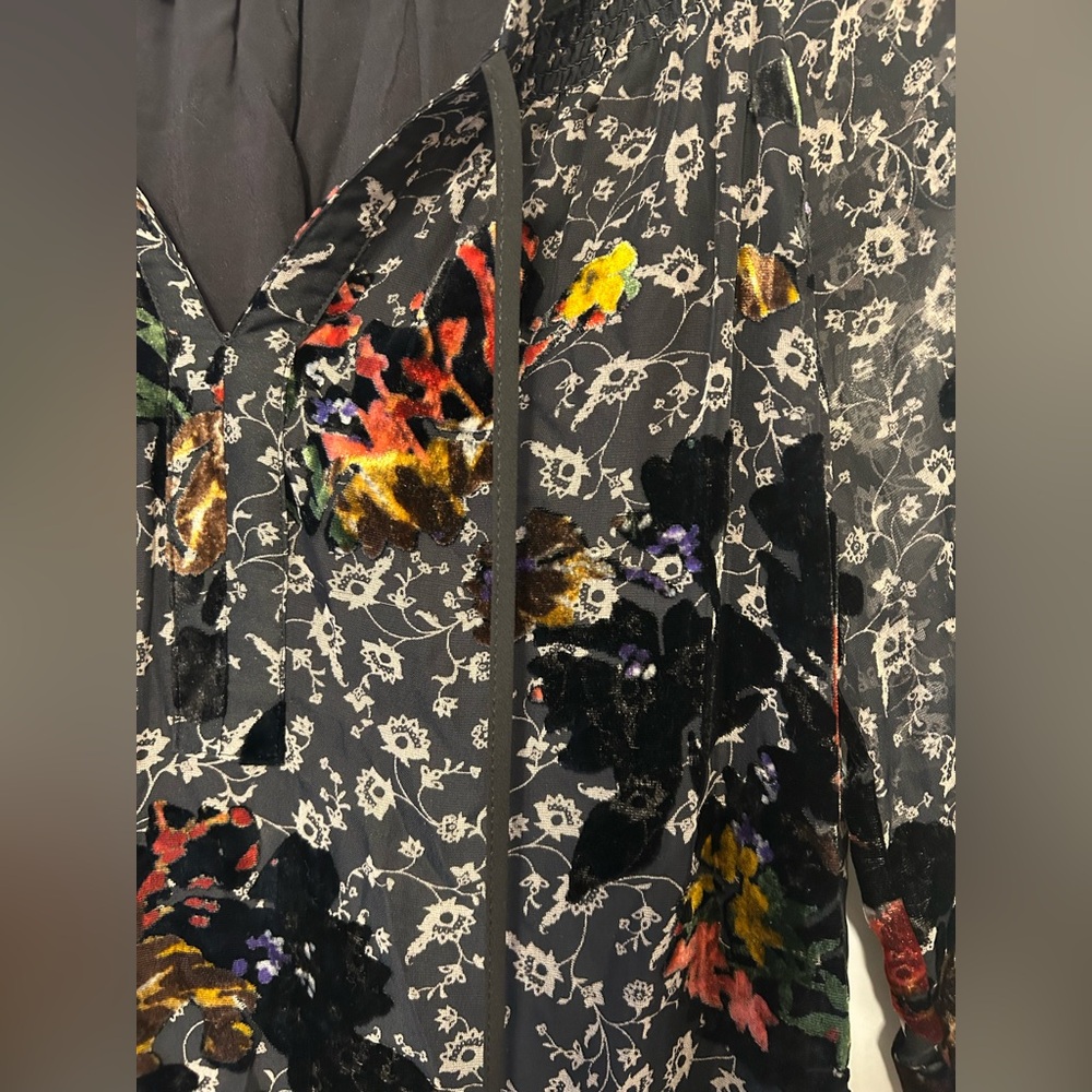 Anthropologie Daniel Rainn Velvet Bohemian Dress with Tassels Size Small - Picture 2 of 6